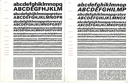 Univers type specimen 2