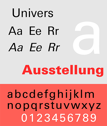 Univers typeface sample.